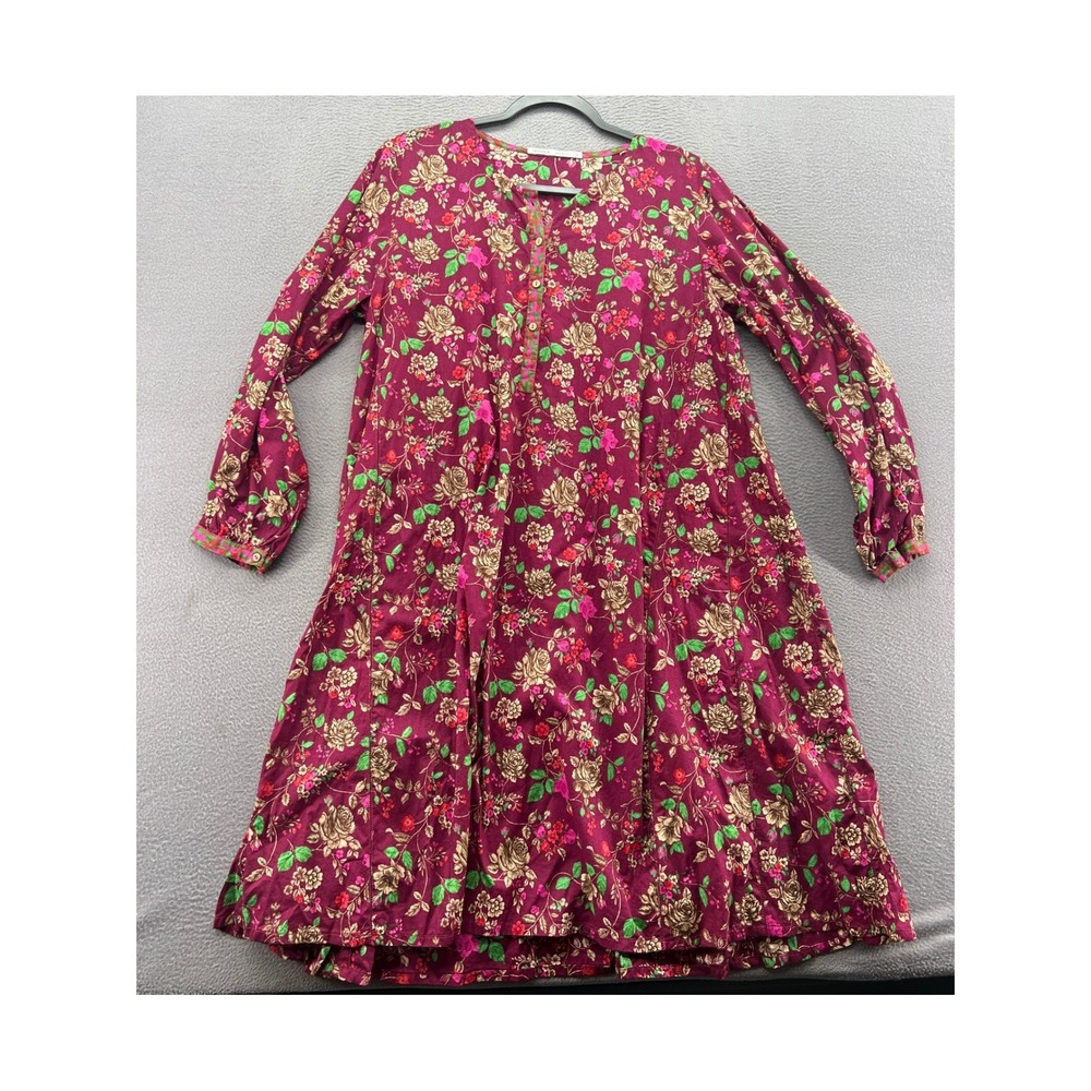 Generation Basic Floral Long Sleeve Midi Dress Magenta Purple Boho Womens 16